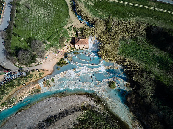 Aerial view of Cascate del Mulino di Saturnia