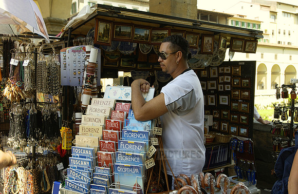 Souvenir seller on the famous Ponte Vecchio bridge
