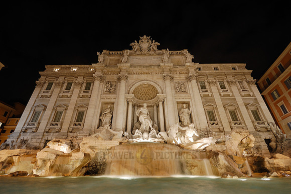 illuminated Trevi Fountain at night