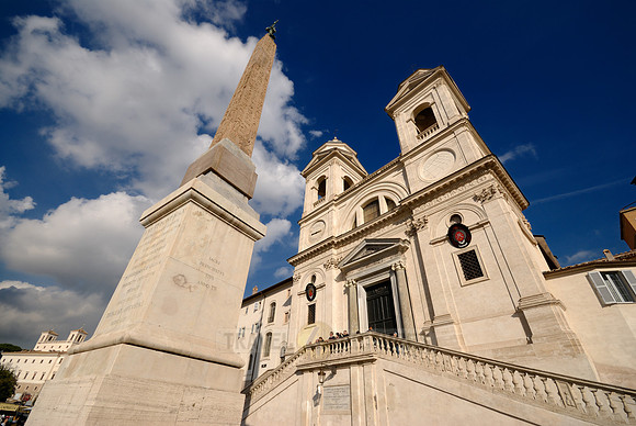 church Trinita dei Monti and obelisk at Spanish Steps