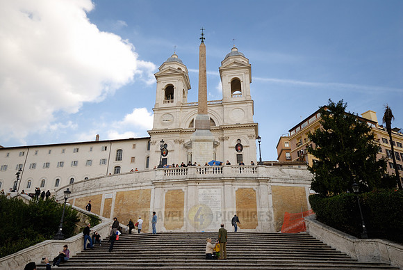 church Trinita dei Monti and obelisk at Spanish Steps