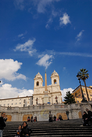 church Trinità dei Monti and obelisk at Spanish Steps
