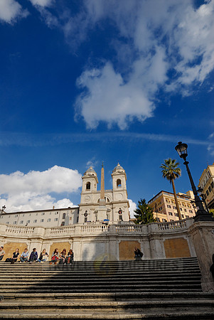 church Trinità dei Monti and obelisk at Spanish Steps