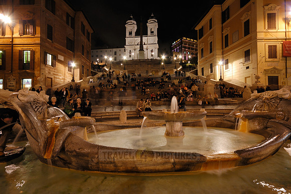 night shot Spanish Steps and Fontana della Barcaccia