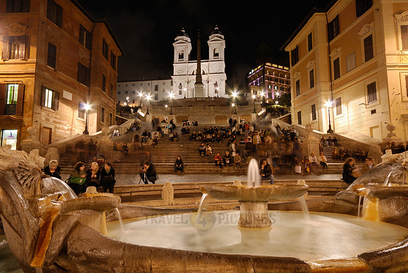 night shot Spanish Steps and Fontana della Barcaccia