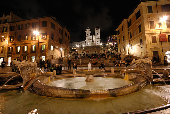 night shot Spanish Steps and Fontana della Barcaccia