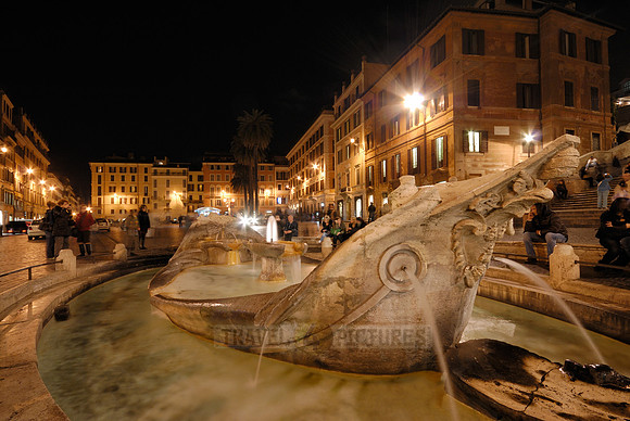night shot Spanish Steps and Fontana della Barcaccia