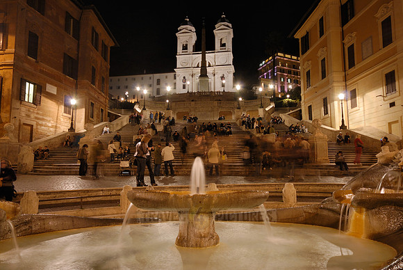 night shot Spanish Steps and Fontana della Barcaccia