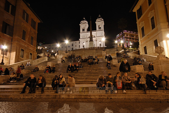 night shot Spanish Steps