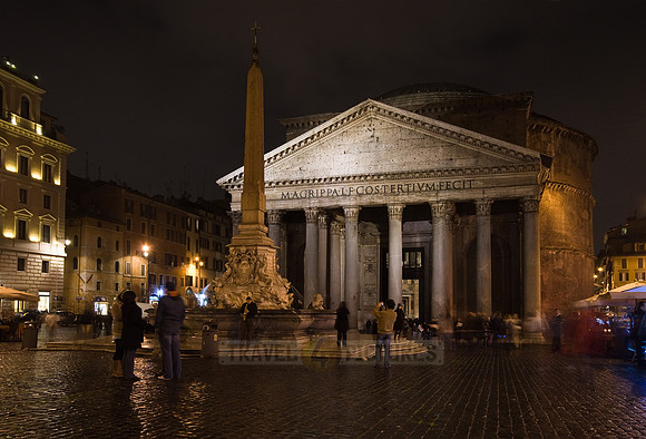 illuminated Pantheon at night