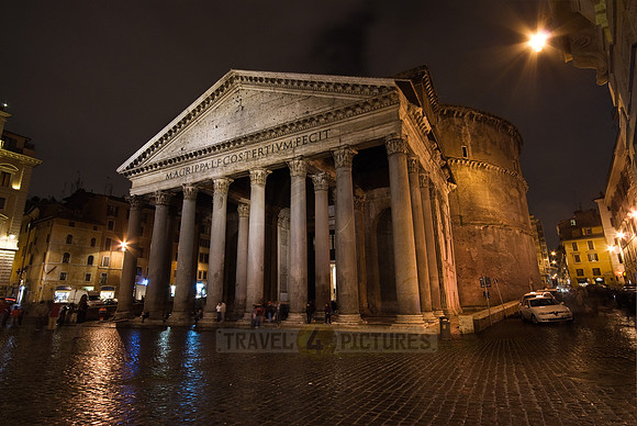 illuminated Pantheon at night