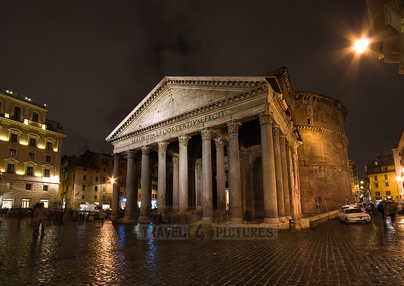 illuminated Pantheon at night