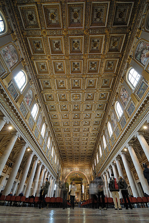 the ceiling with baroque ornamentation of Basilica di Santa Maria Maggiore