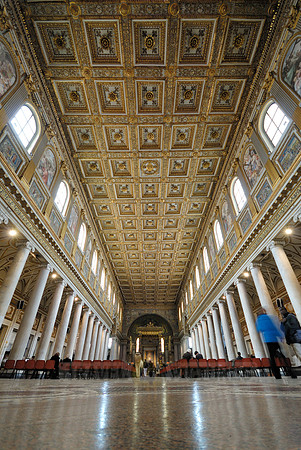 the ceiling with baroque ornamentation of Basilica di Santa Maria Maggiore
