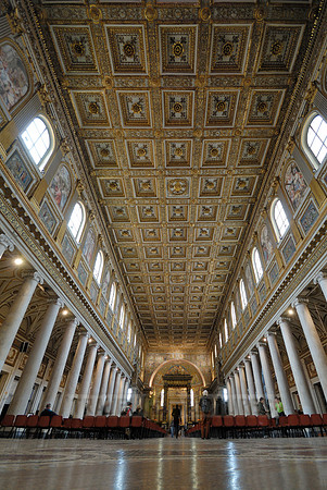 the ceiling with baroque ornamentation of Basilica di Santa Maria Maggiore