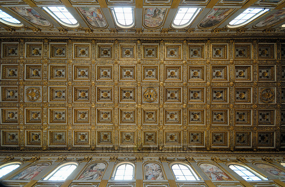 the ceiling with baroque ornamentation of Basilica di Santa Maria Maggiore