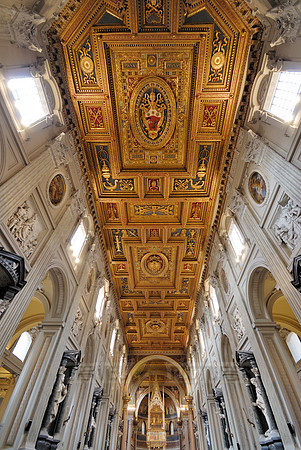 the ceiling with baroque ornamentation of Basilica of St. John Lateran