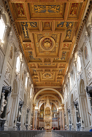 the ceiling with baroque ornamentation of Basilica of St. John Lateran