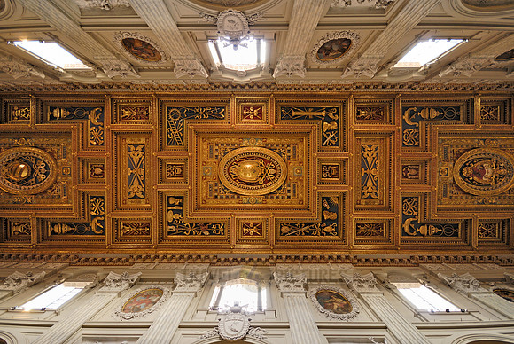the ceiling with baroque ornamentation of Basilica of St. John Lateran