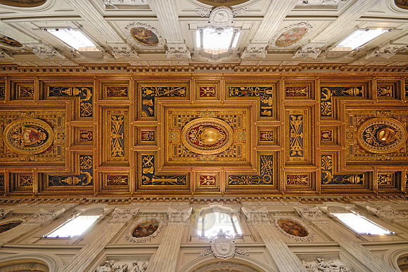 the ceiling with baroque ornamentation of Basilica of St. John Lateran