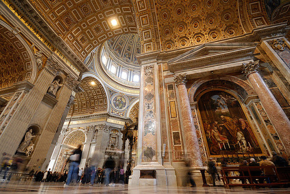 indoor shot of St. Peter's Basilica
