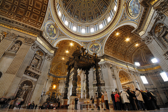 pope altar with Bernini's baldacchino and dome