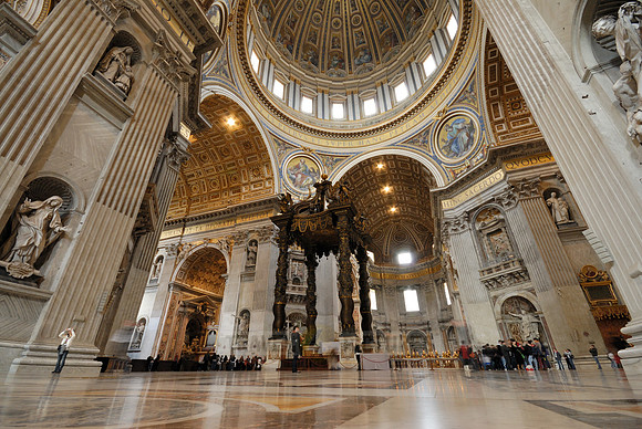 pope altar with Bernini's baldacchino and dome