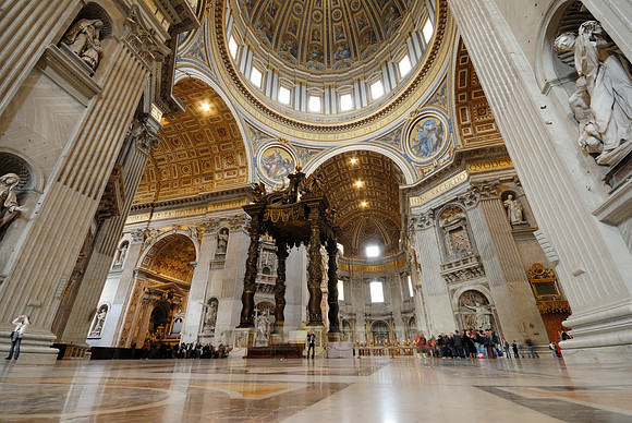 pope altar with Bernini's baldacchino and dome