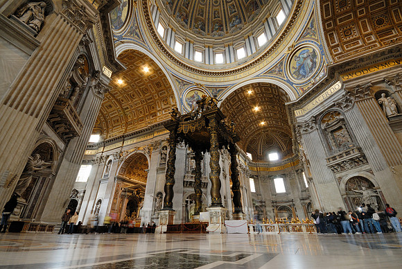 pope altar with Bernini's baldacchino and dome