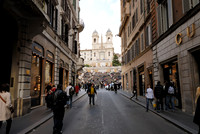 view from Via Condotti to Spanish steps and Piazza di Spagna