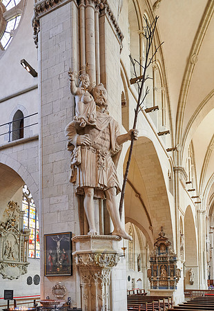THE STATUE OF SAINT CHRISTOPHORUS in Muenster St.-Paulus-Cathedral
