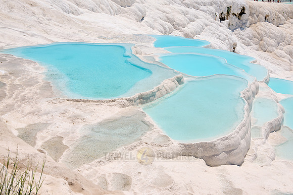 blue pools of Pamukkale travertine terraces