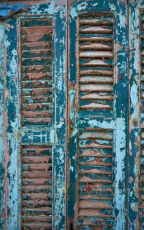 weathered blue shutters