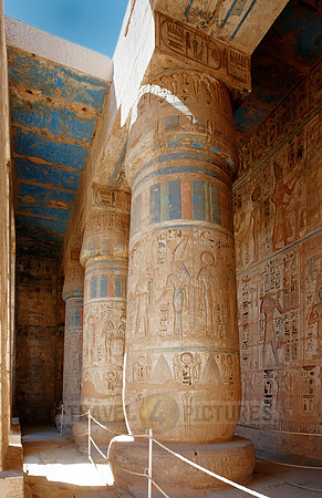 colorful columns and bas-relief of western colonnade inside second yard