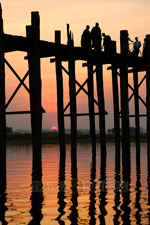 sunset over U Bein Bridge of Mandalay