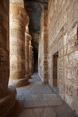 painted Columns and bas-relief in south colonnade