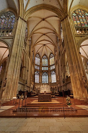 Altar and stained glass windows of Dom St. Peter cathedral