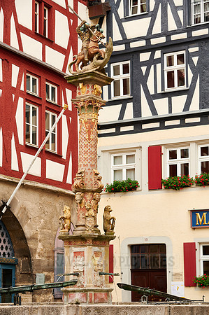 Georgsbrunnen at market square of  Rothenburg ob der Tauber