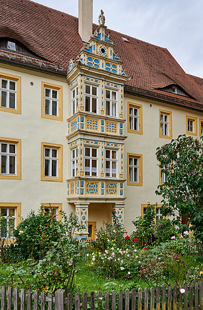 Colorful facade of a house in Rothenburg ob der Tauber