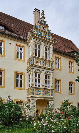 Colorful facade of a house in Rothenburg ob der Tauber