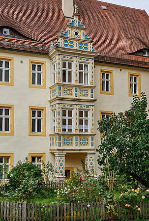 Colorful facade of a house in Rothenburg ob der Tauber