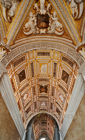 Ceiling painting and stucco in staircase Scala D'Oro, Doge's Palace