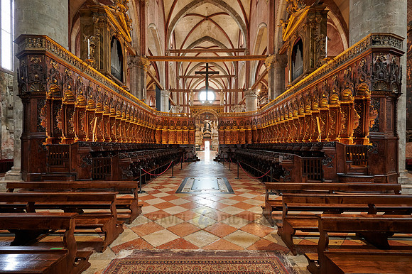 Magnificently carved choir stalls in the Basilica Santa Maria Gloriosa dei Frari