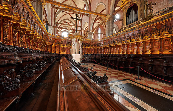 Magnificently carved choir stalls in the Basilica Santa Maria Gloriosa dei Frari