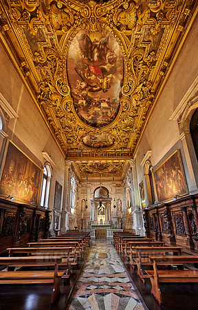 golden ceiling inside Basilica dei Santi Giovanni e Paolo