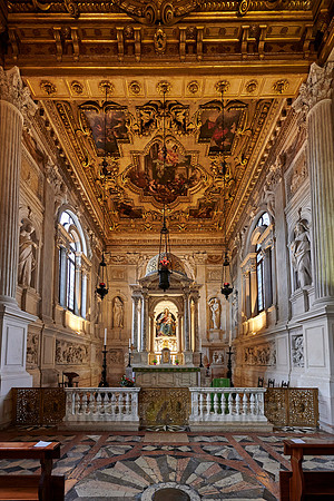 golden ceiling inside Basilica dei Santi Giovanni e Paolo