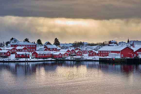 view of Reine at sunset, Lofoten