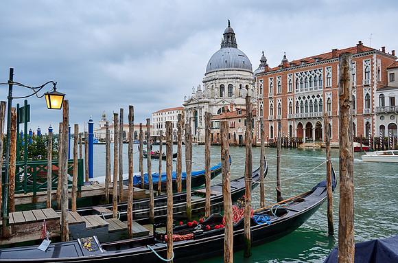 Gondolas with Basilica di Santa Maria della Salute