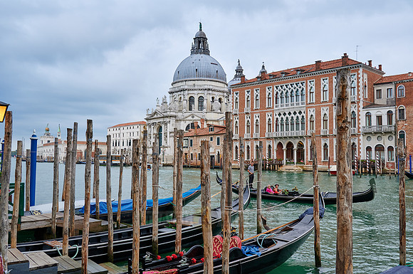 Gondolas with Basilica di Santa Maria della Salute