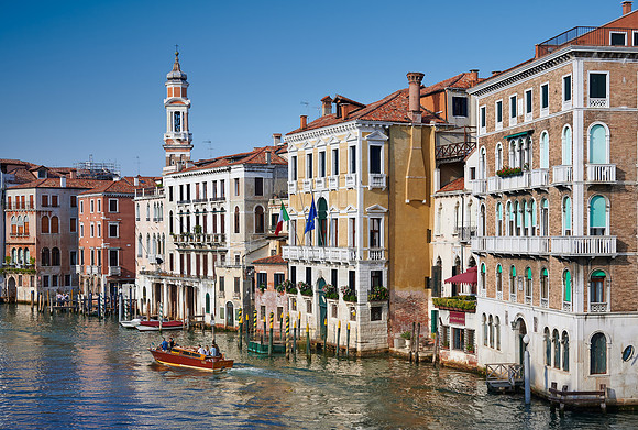 typical Venetian house facades on the Grand Canal